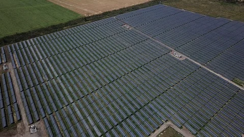 Large field with solar panels Stock Footage 117343245