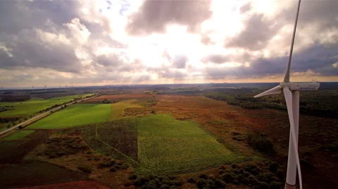 The large field with the windmill Stock Footage 61059081