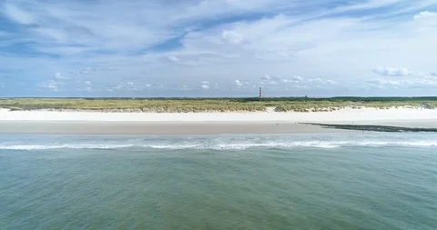 Large Fields of Dunes on the Dutch Island Ameland, The Netherlands. 4K Drone Video stock 116718731