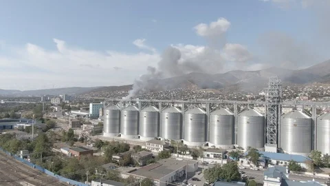 Large fire at a building materials warehouse in a residential industrial area Video stock 116172753
