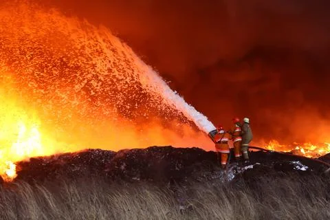 Large fire of debris Stock Photos