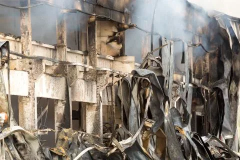 Large fire disaster in a warehouse Stock Photos