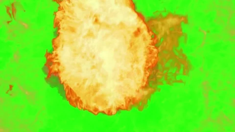 Large fire explosion with thick smoke isolated on green screen background Stock Footage 344625679