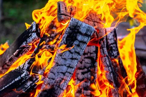 A large fire made of planks. Stock Photos