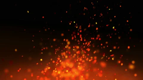 Large Fire particles in the air.  Frame on the ground Video stock 201677506