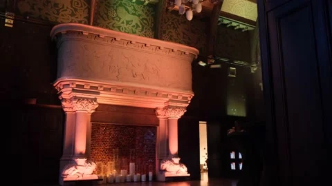 Large fireplace in an antique building Stock Footage 167446589