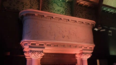  large fireplace in an antique building Stock Footage 167510276