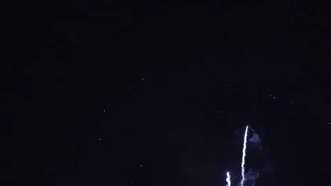 Large Firework display exploding in night sky 4k Stock Footage 148064646
