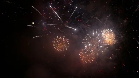 Large fireworks of different colors 스톡 동영상 107260558