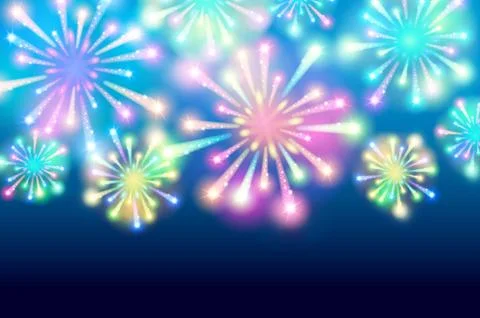 Large Fireworks Display - vector illustration background Stock Illustration