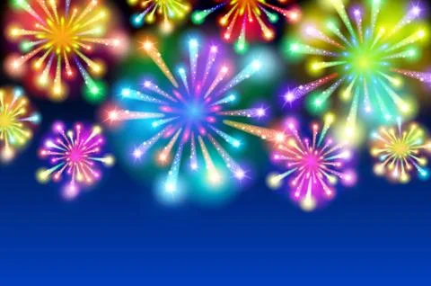 Large Fireworks Display - vector illustration background Stock Illustration