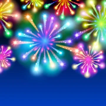 Large Fireworks Display - vector illustration background Stock Illustration