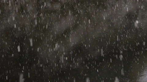 Large Flakes of Snow Slowly Fall Against a Dark Background Stock Footage 68791566
