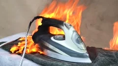 Faulty home appliance is burn, an iron f, Stock Video