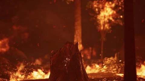 Large flames of forest fire Illustrazione stock