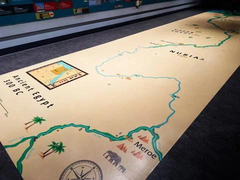 Large floor map of Ancient Egypt 300 BC showing the Nile, Nubia and Meroe a.. Stock-Fotos