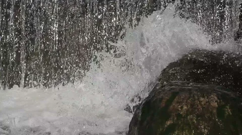 Large flow of water, waterfall Stock Footage 48303692