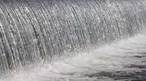 Large flow of water, waterfall Stock Footage 48306215