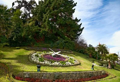 Large flower clock close to the beach caleta abarca in vina del mar, chile Stock Photos