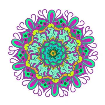 Large flower pattern, mandala, brightly decorated. Vector print for textile.. Stock Illustration