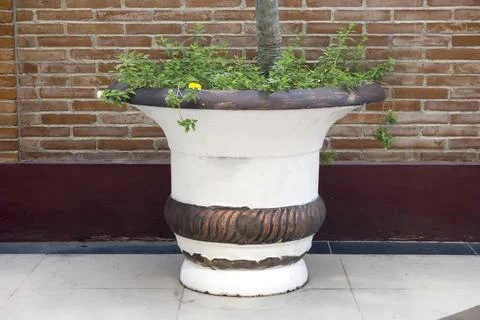 Large flower pot suitable for small trees in city parks Stock Photos