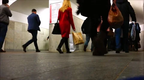 Large flows of people in the two areas, the Moscow subway. Stock Footage 68363757