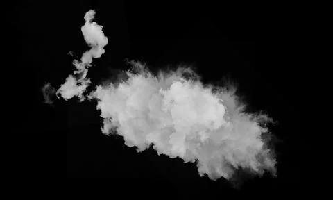 Large fluffy white cloud isolated on black background for composition 写真素材