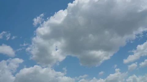 Large fluffy white cloud moving in blue sky Stock-Footage 334411851