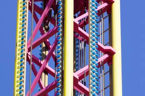 Large flying carousel ride machine detail Stock Photos