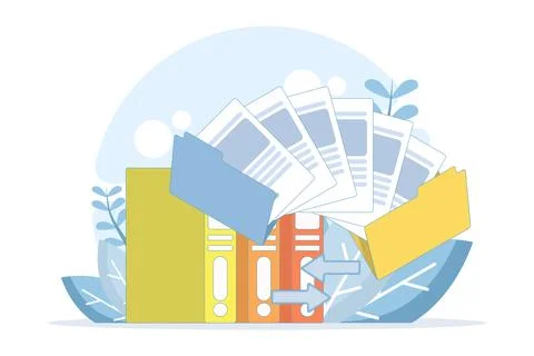 Large folder for storing documents. Concept of modern file management. Illustrazione stock