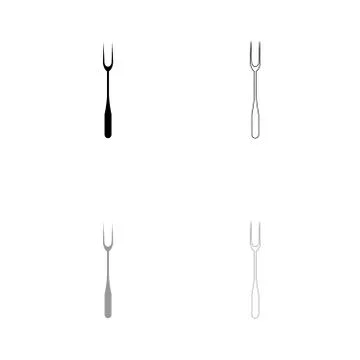 Large Fork black and grey set icon . Stock Illustration