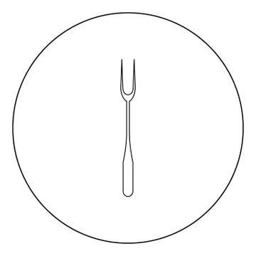 Large Fork black icon in circle vector illustration isolated . Stock Illustration