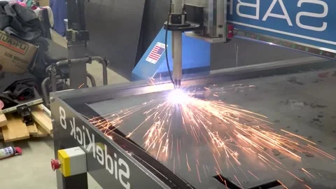 A Large Format 3D Printer, cutting sheet with plasma Stock-Footage 263049193