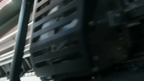 Large format digital printing machine and moving print head Stock Footage 145492075