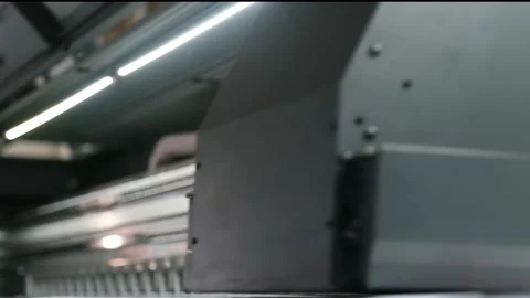 Large format digital printing machine and moving print head Stock Footage 145493419