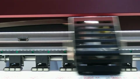 Large format digital printing machine and moving print head Stock Footage 145493748