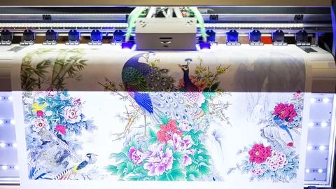 Large Format Dye Sublimation Textile Fabric Heat Transfer Printer Stock Photos