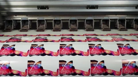 Large format ecosolvent printer at work Stock Footage 145065198