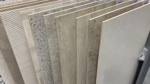 Large Format Floor Tile Samples Display in Home Improvement Store Stock Footage 321311605