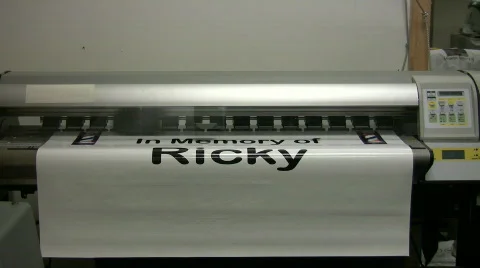 Large format full color banner printer Video stock 478087