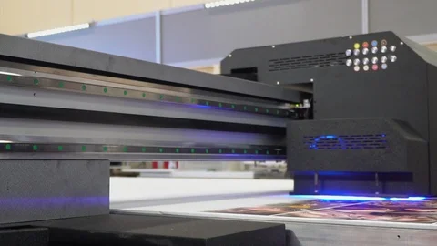 Large format high speed industrial printer for printing promotional products Video stock 118568434