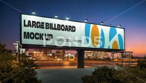 Large format horizontal city billboard mockup PSD Template