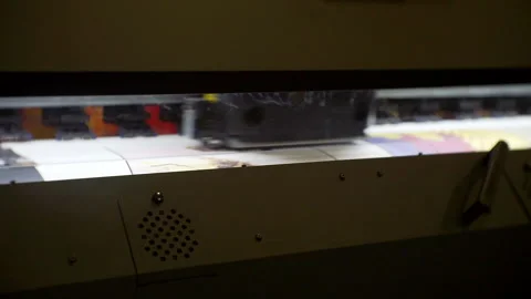 Large format industrial printer prints on large canvas.technology background. Stock Footage 150018121