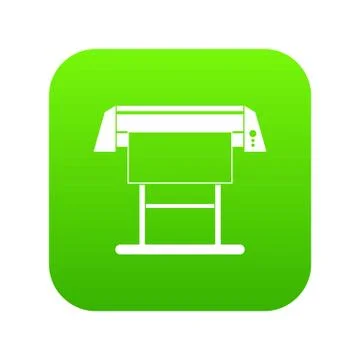 Large format inkjet printer icon digital green Illustrazione stock