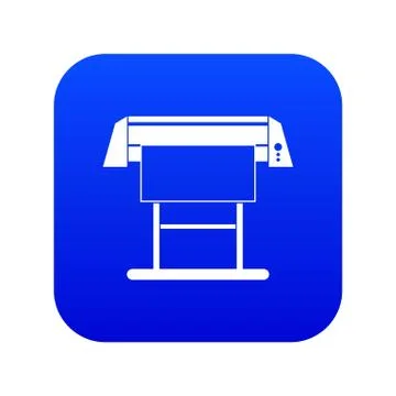 Large format inkjet printer icon digital blue Illustrazione stock