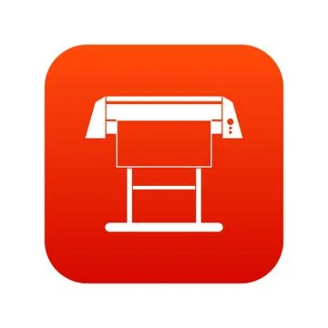 Large format inkjet printer icon digital red Stock Illustration