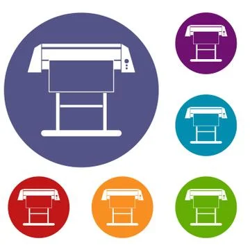 Large format inkjet printer icons set Illustrazione stock
