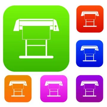 Large format inkjet printer set collection Ilustración de archivo