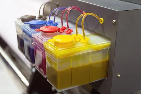 Large format plotter ink cartridge close-up Stock Photos
