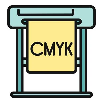 Large format plotter printing cmyk colors Ilustración de archivo